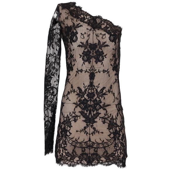 bebe lace dress black Bebe Women's Tiered Lace Midi Dress